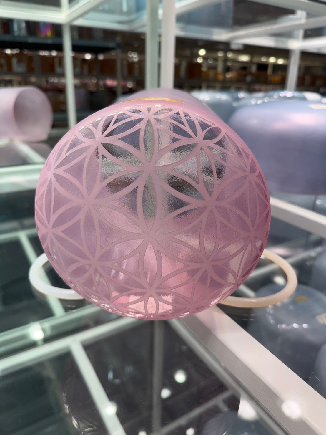7インチ F-15 Pink Angel Aura Gold W/Flower of Life Globe Tall Frosted / ピンクエンジェルオーラゴールドw/ フラワーオブライフグローブ